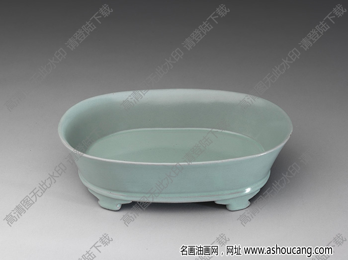 北宋 汝窯青瓷無(wú)紋水仙盆 高清大圖下載