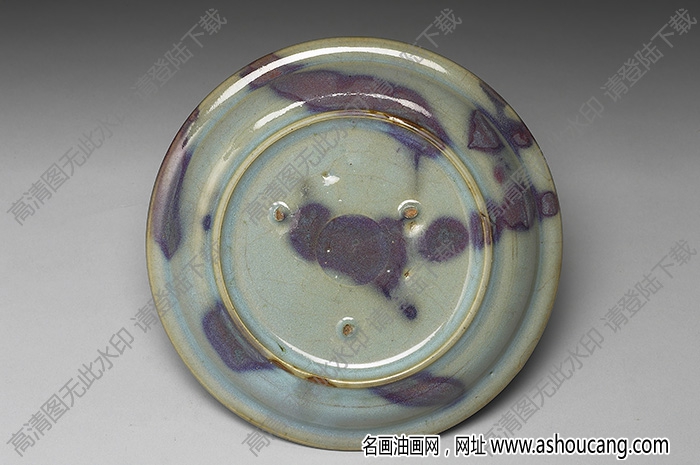 金-元 鈞窯天藍(lán)紫斑圓盤(pán) 高清大圖下載