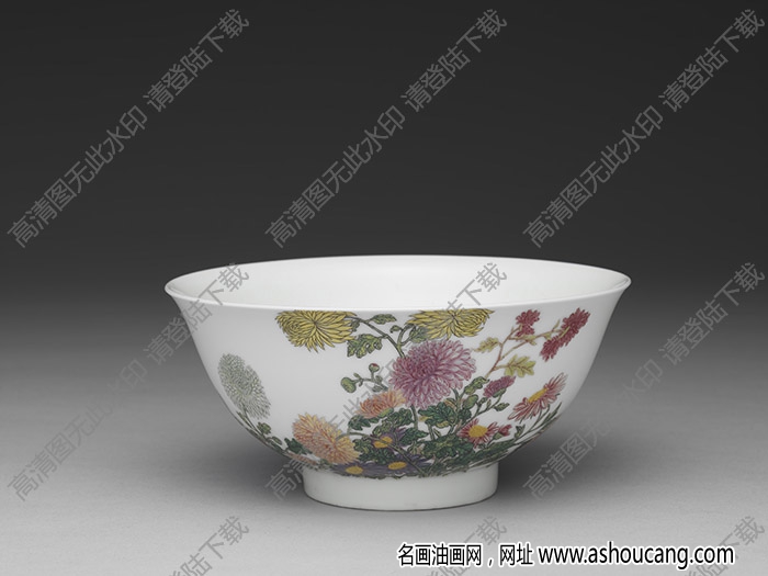 清雍正 琺瑯彩菊花碗 高清大圖下載