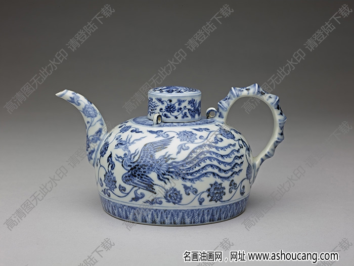 明永樂(lè) 青花鳳凰紋三系茶壺 高清大圖下載