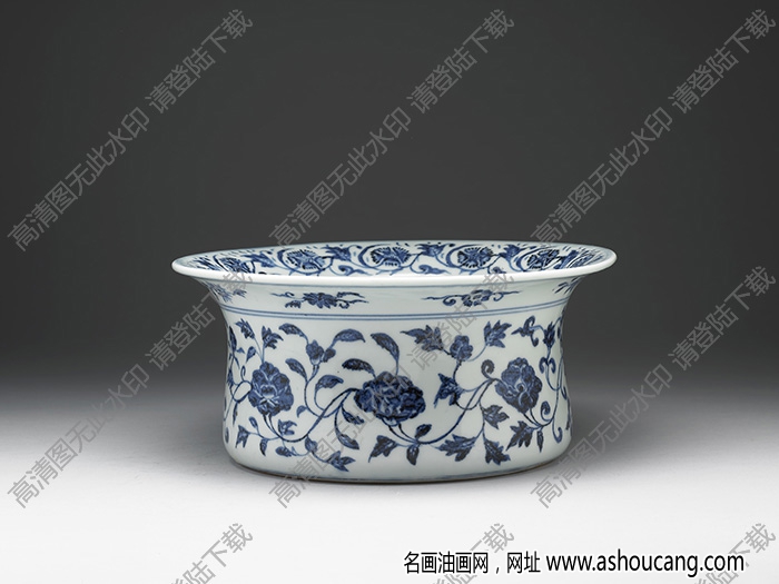 明永樂 青花纏枝花卉圓洗 高清大圖下載