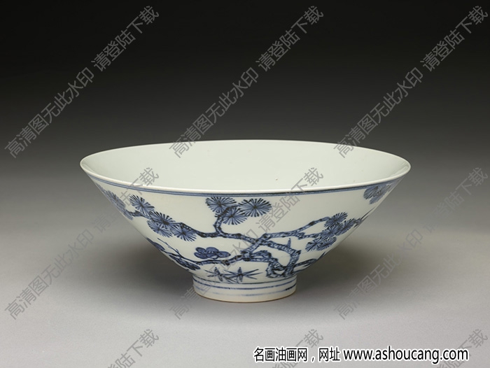 明永樂(lè) 青花歲寒三友圖碗 高清大圖下載