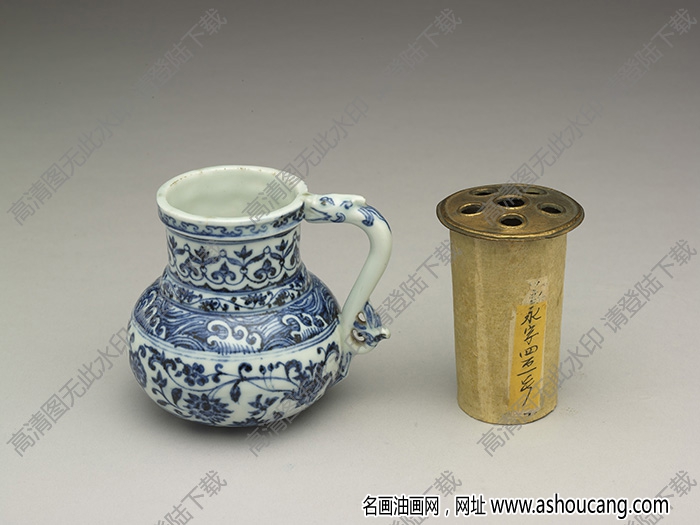 明永樂 青花花卉紋龍耳花澆 高清大圖下載