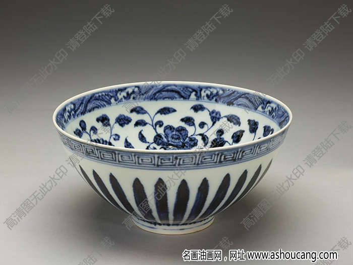 明永樂 青花四季花卉紋蓮子碗 高清大圖下載