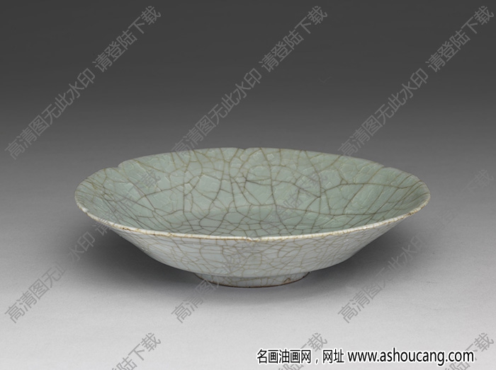南宋 官窯青瓷葵口盤 高清大圖下載