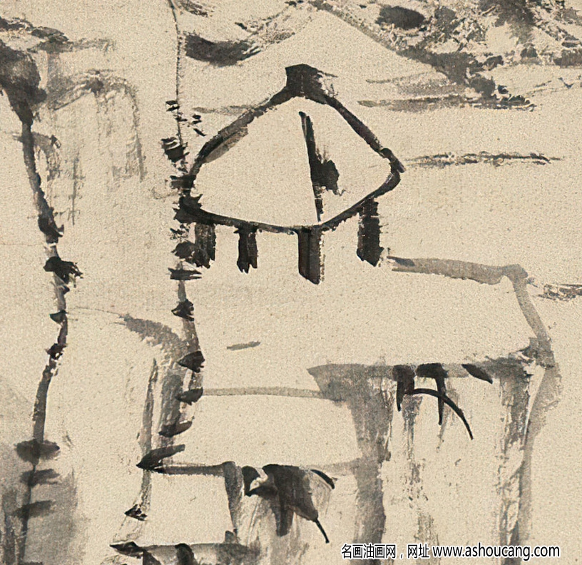 八大山人國(guó)畫 仿倪云林山水 高清大圖下載