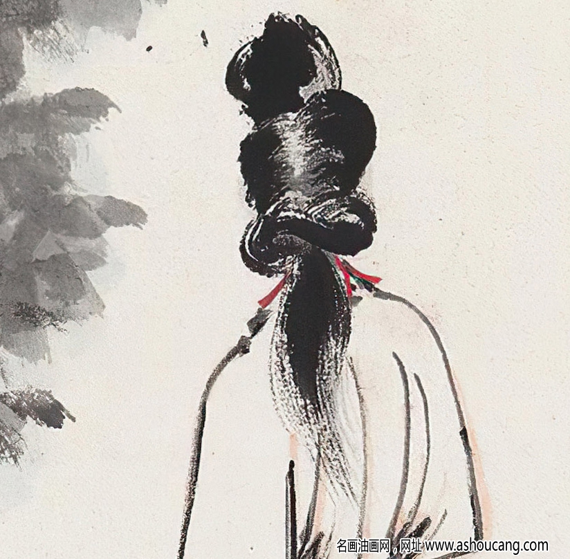 張大千國畫_桐蔭仕女圖_六十二年癸丑三月作_高清大圖下載