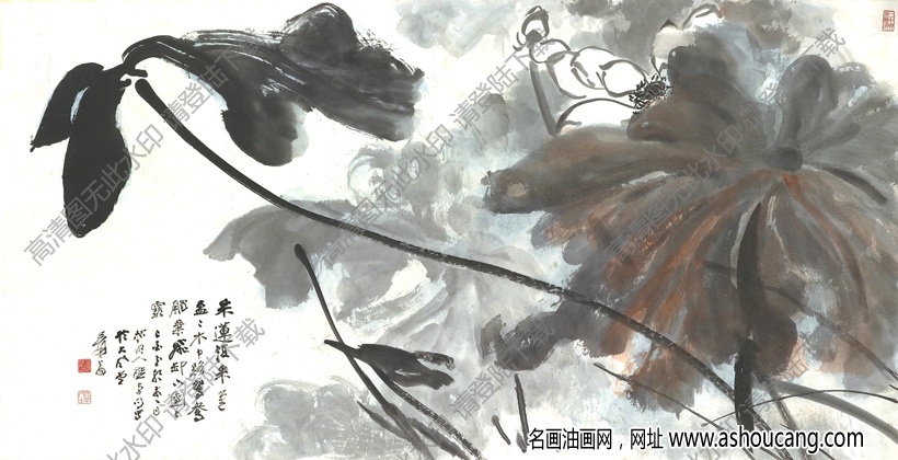 張大千國畫_荷花圖_采蓮復采蓮_高清作品下載
